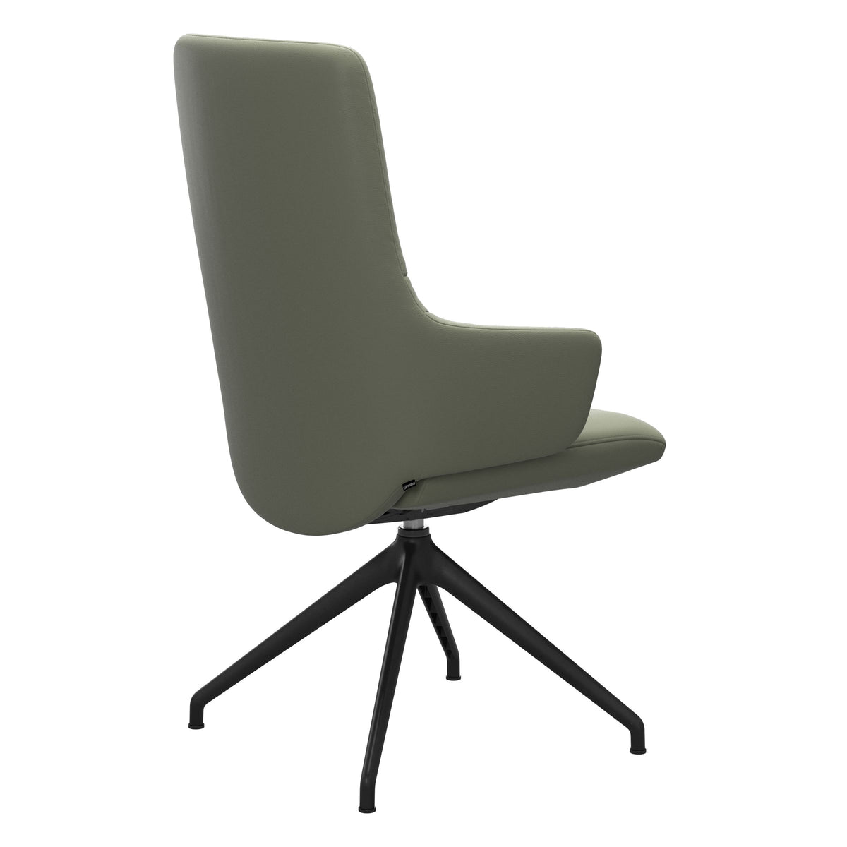 Mint High Back Dining Chair - Paloma Shadow Green - Matte Black Swivel Base - Armchair