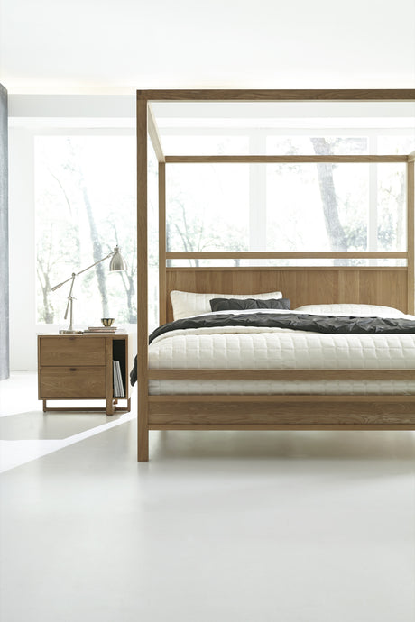 West Bros Fulton Complete Poster Canopy Bed in 89 Sand, in a room setting