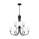 Miles Nine Light Chandelier — Etched white