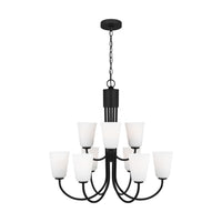 Miles Nine Light Chandelier — Etched white