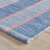 Dash & Albert Hillsgrove Stripe Handwoven Cotton Rug in Denim, corner detail