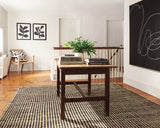 Dash & Albert Kuba Handwoven Jute Rug in Black, dining room setting