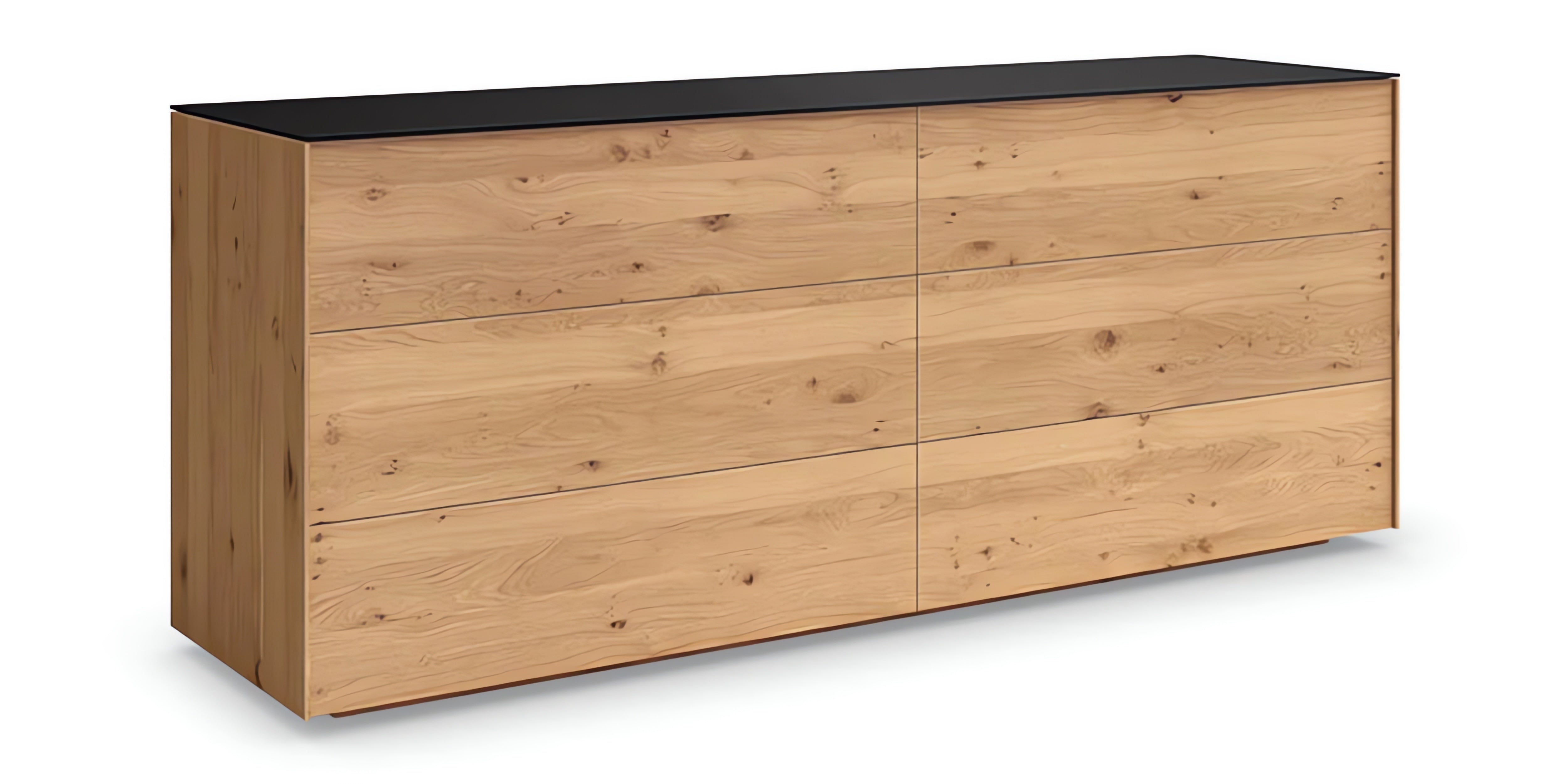 Rustic Oak with Ebony Glass | Mobican Avita Double Dresser | Valley Ridge Furniture