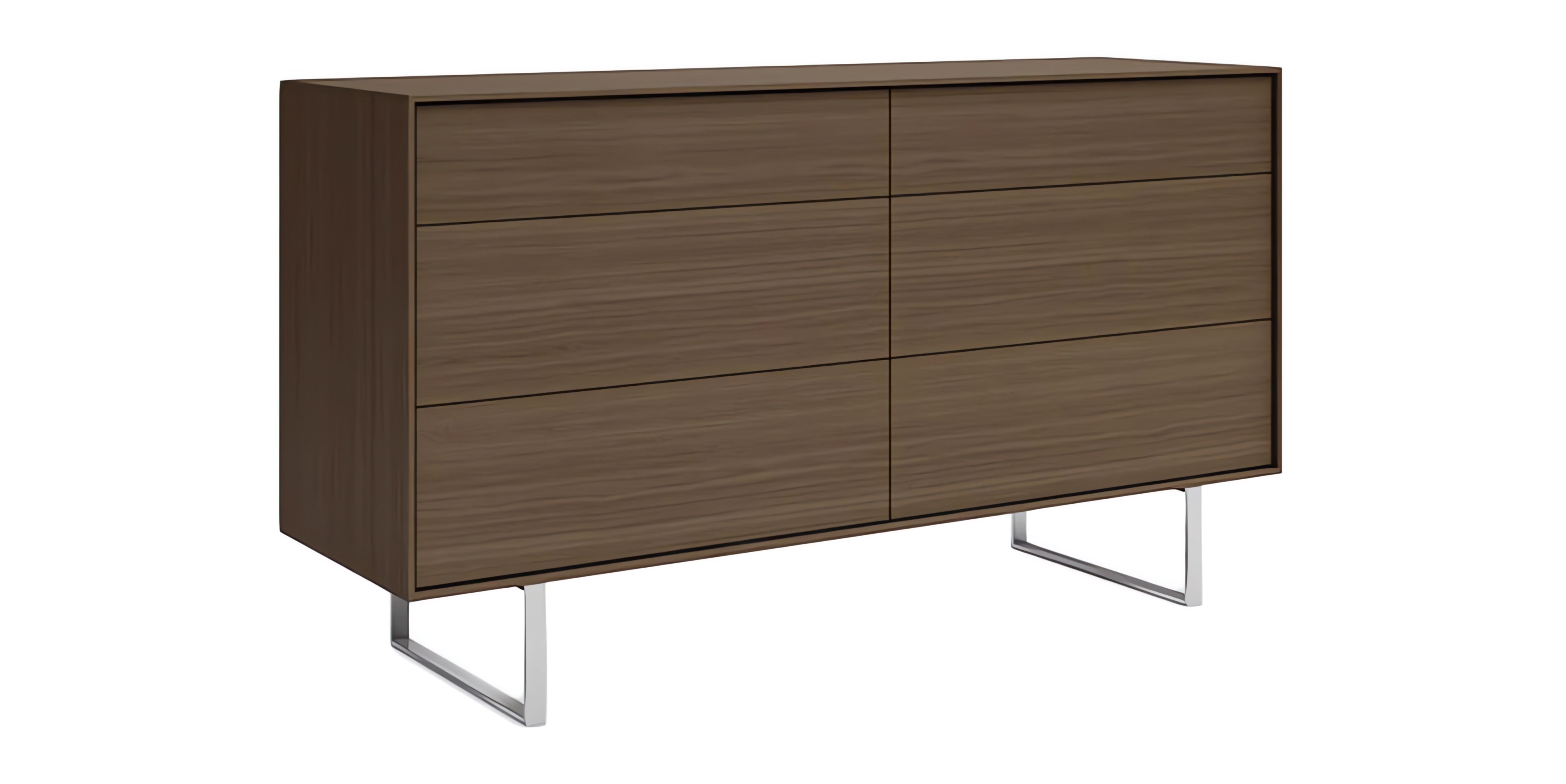 Praline on Walnut with Brushed Nickel Legs | Mobican Ophelia High Double Dresser | Valley Ridge Furniture