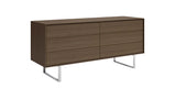 Praline on Walnut with Brushed Nickel Legs | Mobican Ophelia Low Double Dresser | Valley Ridge Furniture