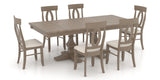 Weathered Grey Washed Birch with Matte Finish and 7Q Fabric | Canadel Core 4268 TP Dining Set | Valley Ridge Furniture