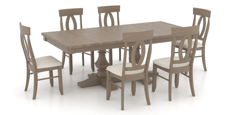 Weathered Grey Washed Birch with Matte Finish and 7Q Fabric | Canadel Core 4268 TP Dining Set | Valley Ridge Furniture