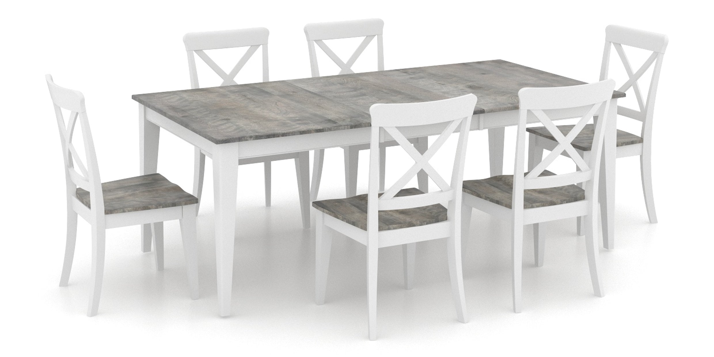 Shadow Birch and Dove White Birch with Matte Finish | Canadel Gourmet 4262 Dining Set | Valley Ridge Furniture