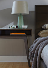West Bros Serra Bedside Chest, drawer detail, Slate lacquer fronts