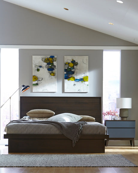 West Bros Serra Bedside Chest, beside the bed, Slate lacquer fronts