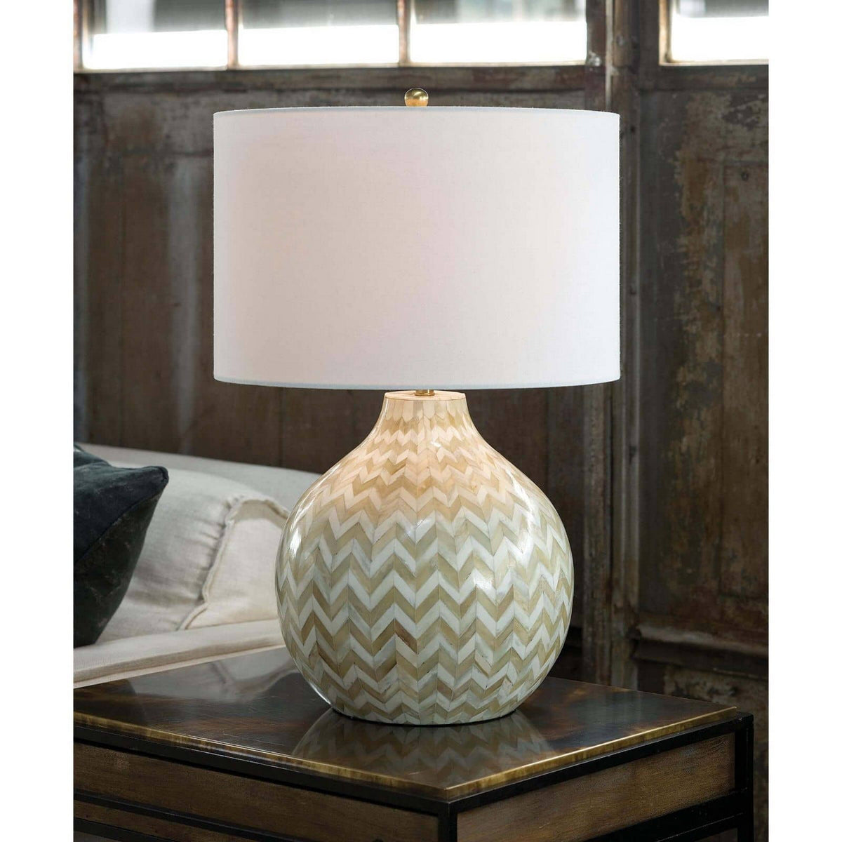 Chevron Bone One Light Table Lamp — Natural