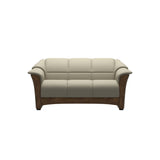 Stressless Oslo 2-Seater Sofa with Wood in Paloma Light Grey, Teak, front view