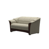 Stressless Oslo 2-Seater Sofa with Wood in Paloma Light Grey, Brown, side view