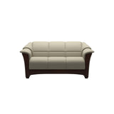 Stressless Oslo 2-Seater Sofa with Wood in Paloma Light Grey, Brown, front view