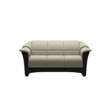 Stressless Oslo 2-Seater Sofa with Wood in Paloma Light Grey, Black, front view