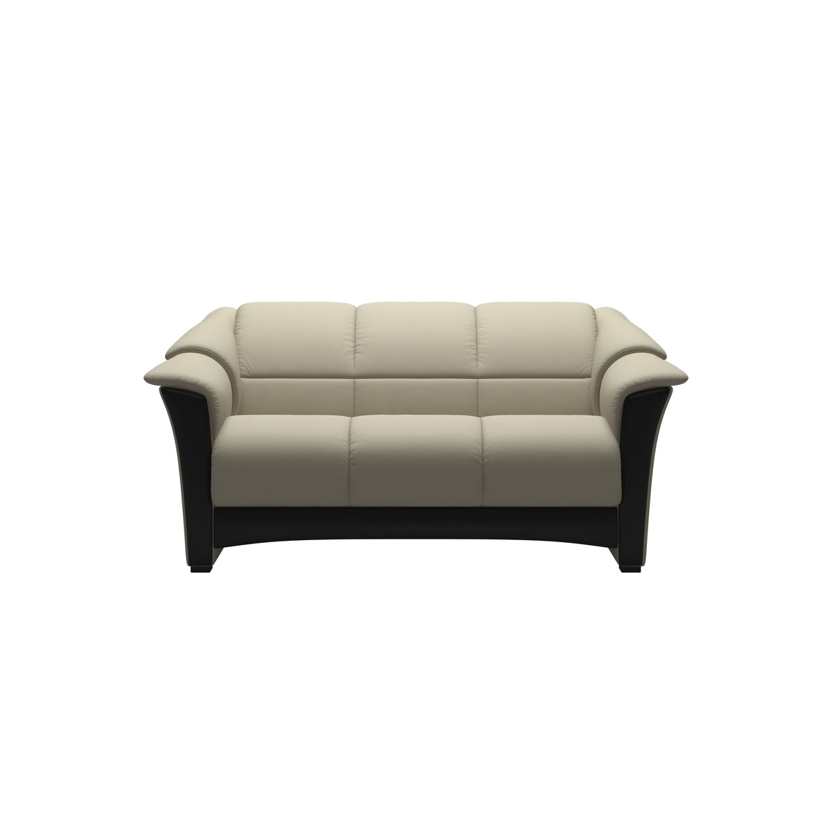 Stressless Oslo 2-Seater Sofa with Wood in Paloma Light Grey, Black, front view
