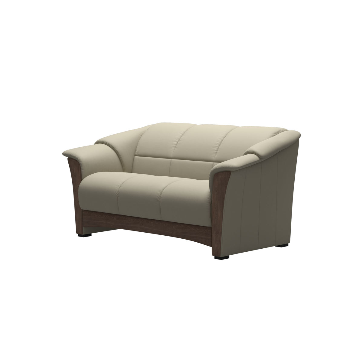 Stressless Oslo 2-Seater Sofa with Wood in Paloma Light Grey, Walnut, side view