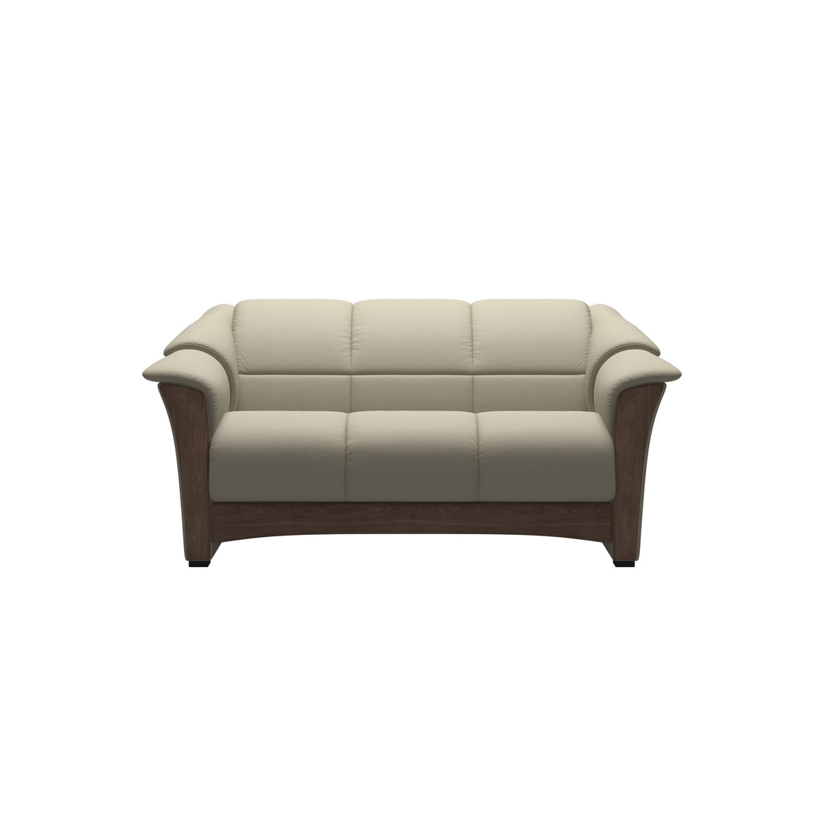 Stressless Oslo 2-Seater Sofa with Wood in Paloma Light Grey, Walnut, front view