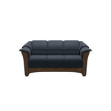 Stressless Oslo 2-Seater Sofa with Wood in Paloma Oxford Blue, Teak, front view