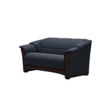 Stressless Oslo 2-Seater Sofa with Wood in Paloma Oxford Blue, Brown, side view