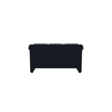 Stressless Oslo 2-Seater Sofa with Wood in Paloma Oxford Blue, Brown, rear three-quarter view