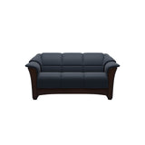 Stressless Oslo 2-Seater Sofa with Wood in Paloma Oxford Blue, Brown, front view