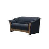 Stressless Oslo 2-Seater Sofa with Wood in Paloma Oxford Blue, Oak, side view