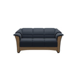 Stressless Oslo 2-Seater Sofa with Wood in Paloma Oxford Blue, Oak, front view