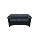 Stressless Oslo 2-Seater Sofa with Wood in Paloma Oxford Blue, Black, front view