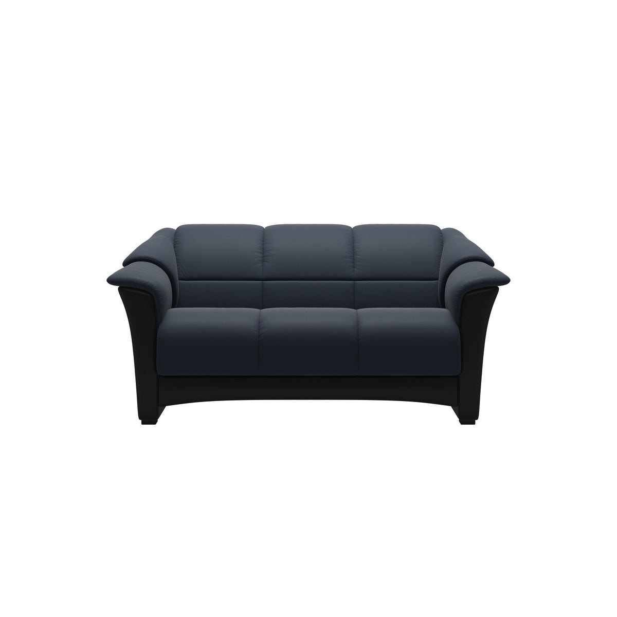 Stressless Oslo 2-Seater Sofa with Wood in Paloma Oxford Blue, Black, front view