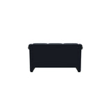 Stressless Oslo 2-Seater Sofa with Wood in Paloma Oxford Blue, Walnut, rear three-quarter view