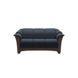 Stressless Oslo 2-Seater Sofa with Wood in Paloma Oxford Blue, Walnut, front view