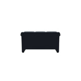 Stressless Oslo 2-Seater Sofa with Wood in Paloma Oxford Blue, Grey, rear three-quarter view