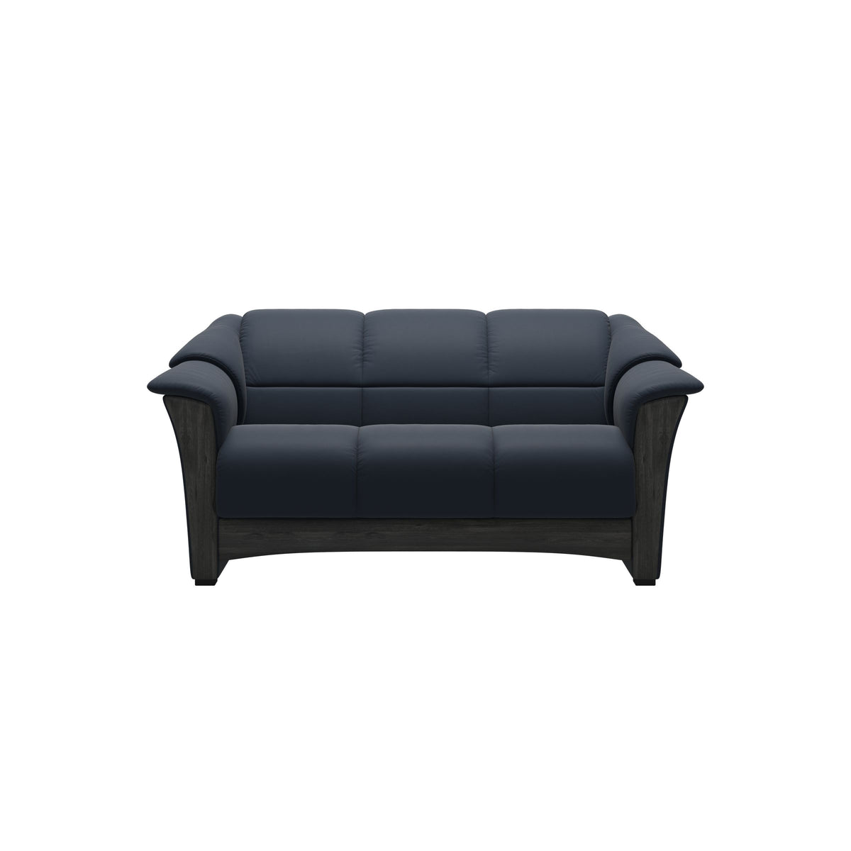 Stressless Oslo 2-Seater Sofa with Wood in Paloma Oxford Blue, Grey, front view