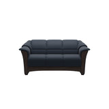 Stressless Oslo 2-Seater Sofa with Wood in Paloma Oxford Blue, Wenge, front view