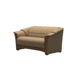Stressless Oslo 2-Seater Sofa with Wood in Paloma Sand, Teak, side view