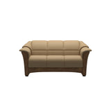 Stressless Oslo 2-Seater Sofa with Wood in Paloma Sand, Teak, front view