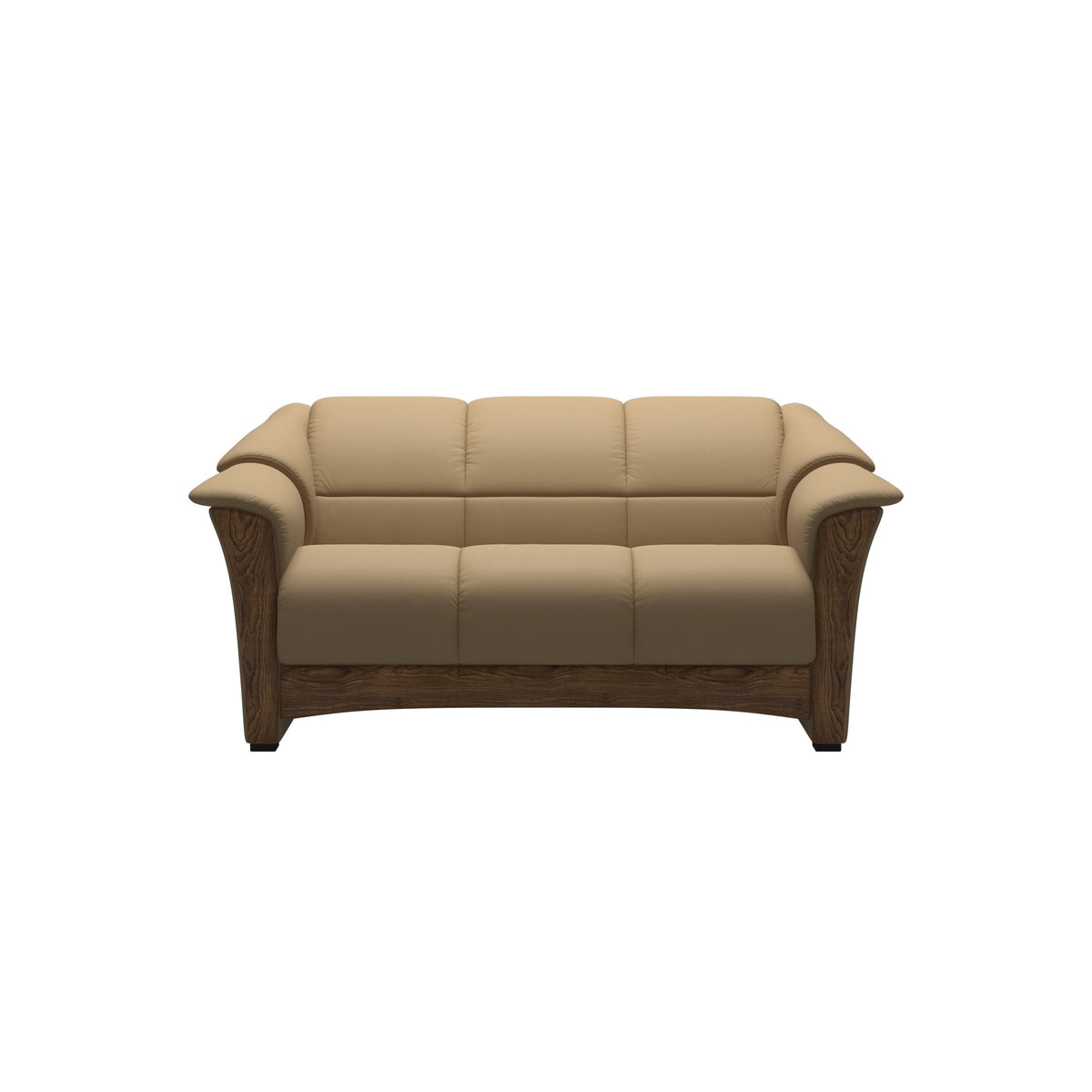 Stressless Oslo 2-Seater Sofa with Wood in Paloma Sand, Teak, front view