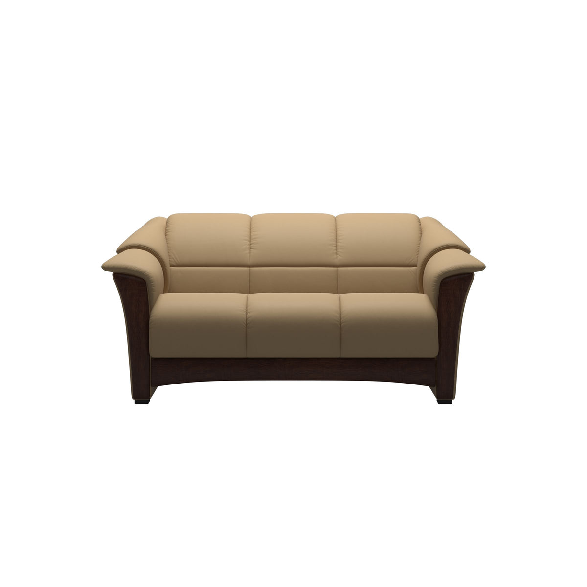 Stressless Oslo 2-Seater Sofa with Wood in Paloma Sand, Brown, front view