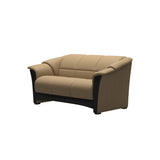 Stressless Oslo 2-Seater Sofa with Wood in Paloma Sand, Black, side view