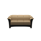Stressless Oslo 2-Seater Sofa with Wood in Paloma Sand, Black, front view