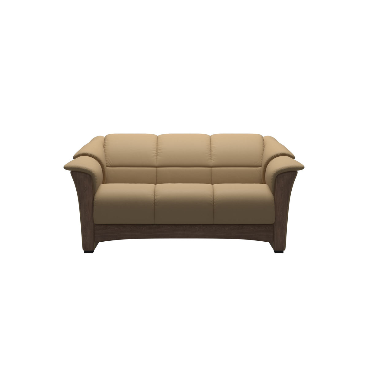 Stressless Oslo 2-Seater Sofa with Wood in Paloma Sand, Walnut, front view