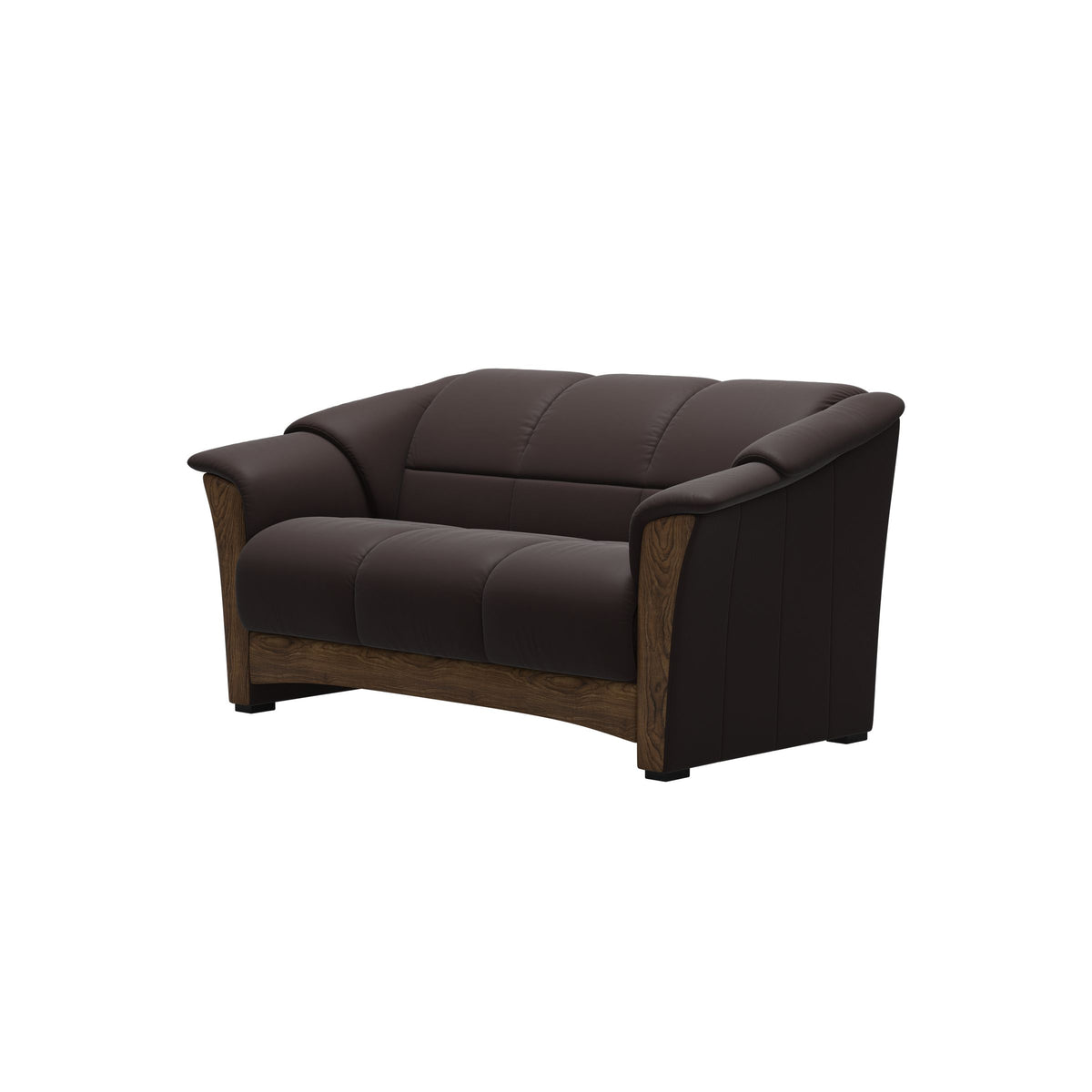 Stressless Oslo 2-Seater Sofa with Wood in Paloma Chocolate, Teak, side view