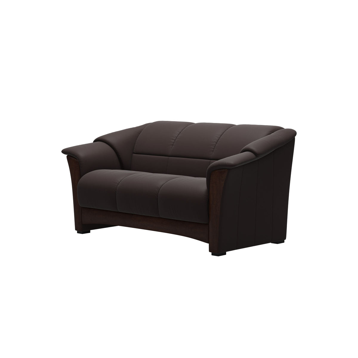 Stressless Oslo 2-Seater Sofa with Wood in Paloma Chocolate, Brown, side view