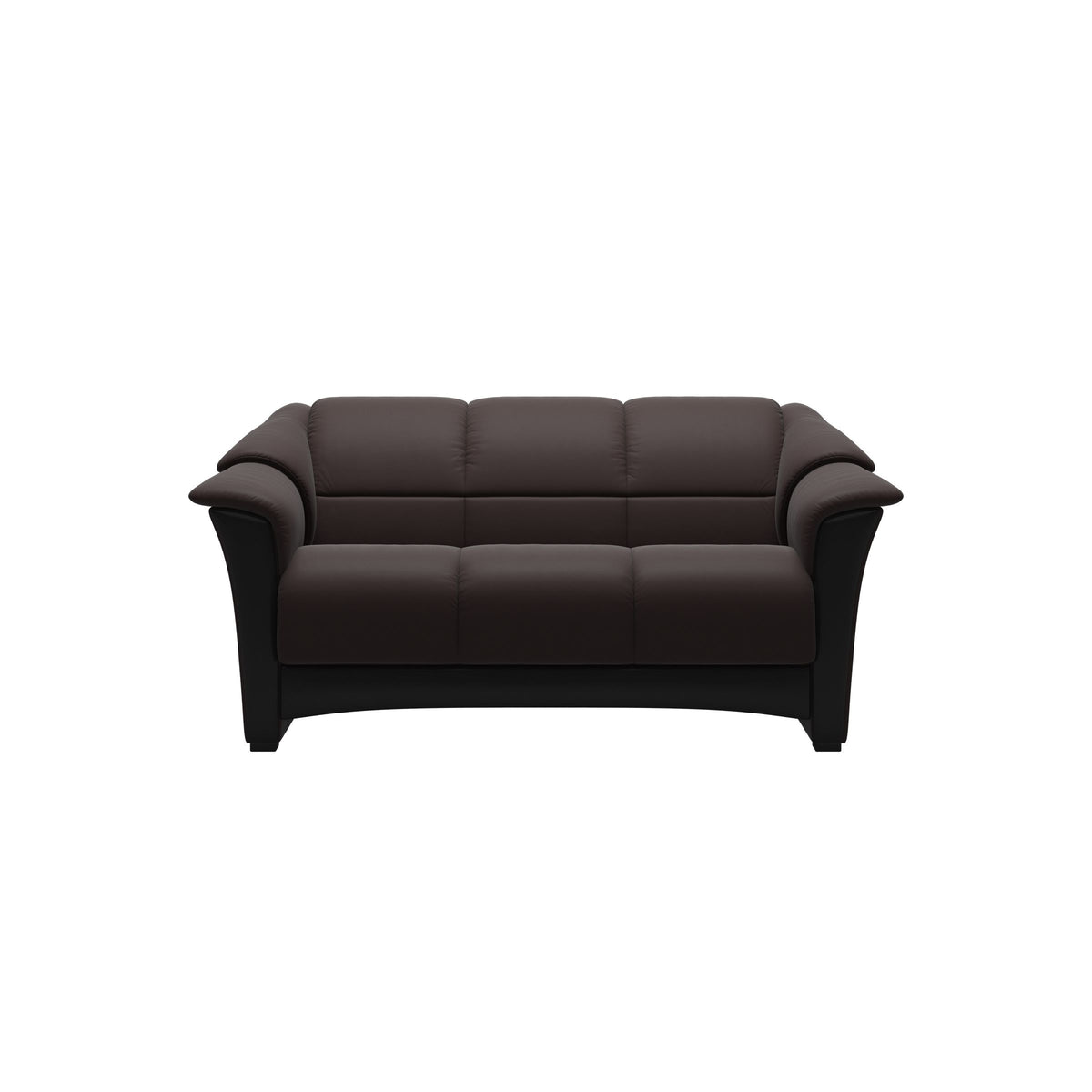 Stressless Oslo 2-Seater Sofa with Wood in Paloma Chocolate, Black, front view