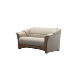 Stressless Oslo 2-Seater Sofa with Wood in Paloma Fog, Teak, side view