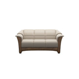 Stressless Oslo 2-Seater Sofa with Wood in Paloma Fog, Teak, front view