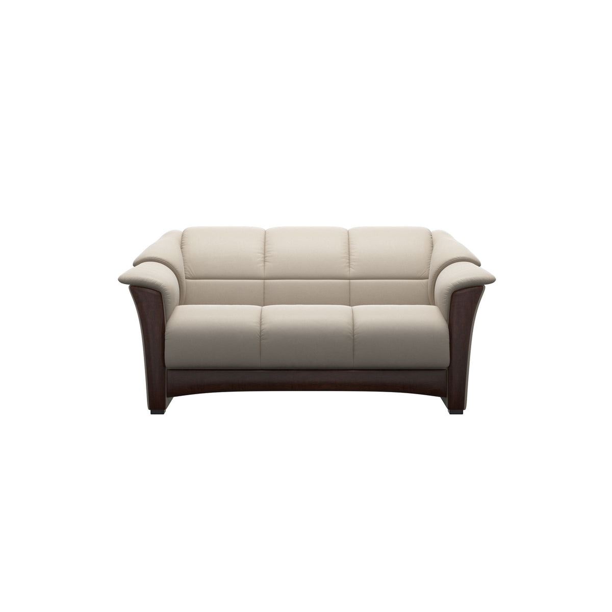 Stressless Oslo 2-Seater Sofa with Wood in Paloma Fog, Brown, front view
