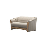 Stressless Oslo 2-Seater Sofa with Wood in Paloma Fog, Oak, side view
