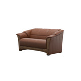 Stressless Oslo 2-Seater Sofa with Wood in Paloma New Cognac, Teak, side view